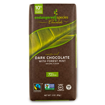 Chocolate de especies en peligro de extinción, chocolate amargo natural con menta del bosque, 3 oz (85 g)