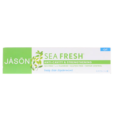 Jason Natural, シーフレッシュ、虫歯予防 & 強化ジェル、ディープシー スペアミント、6 オンス (170 g)