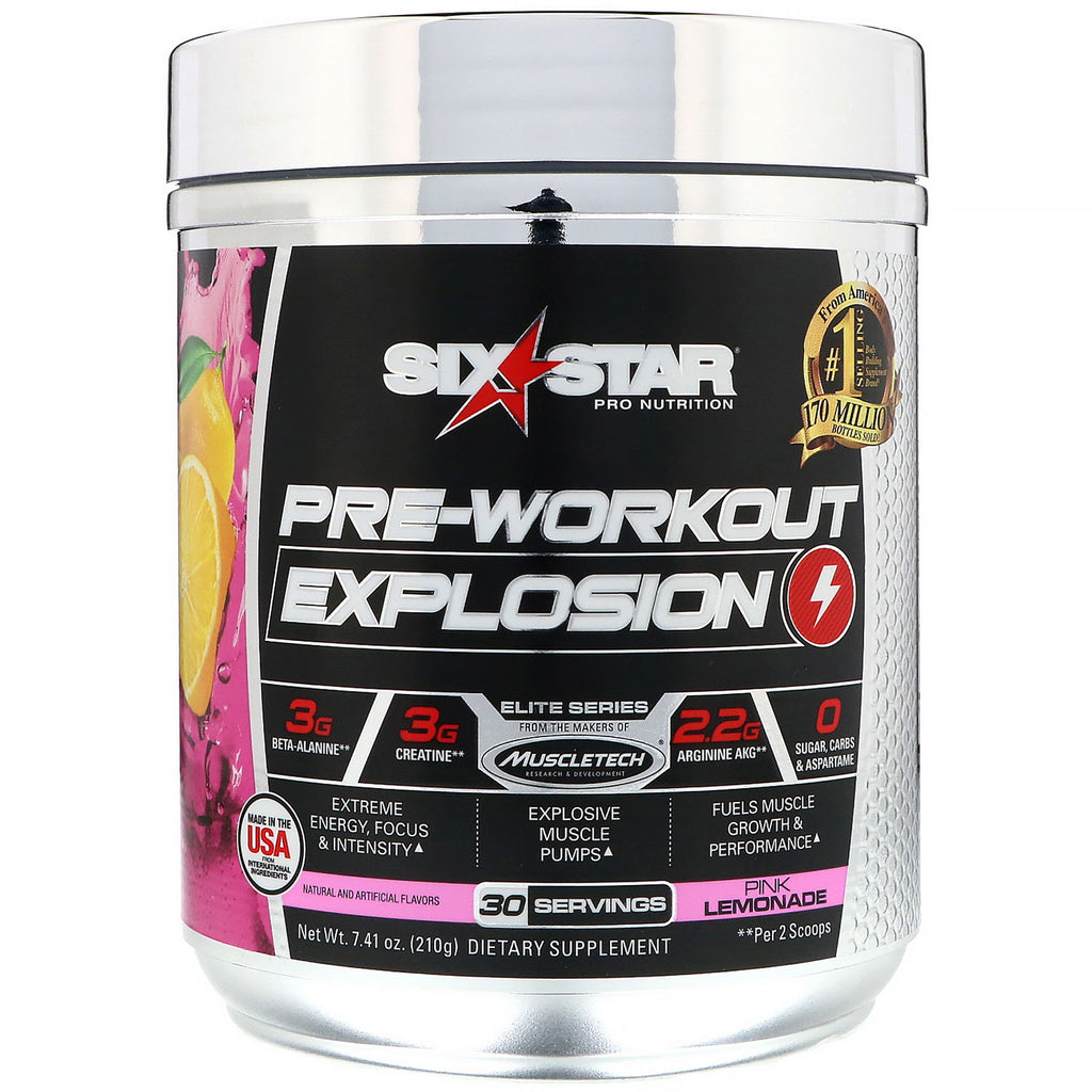 Six Star, Pre-Workout Explosion, roze limonade, 7,41 oz (210 g)