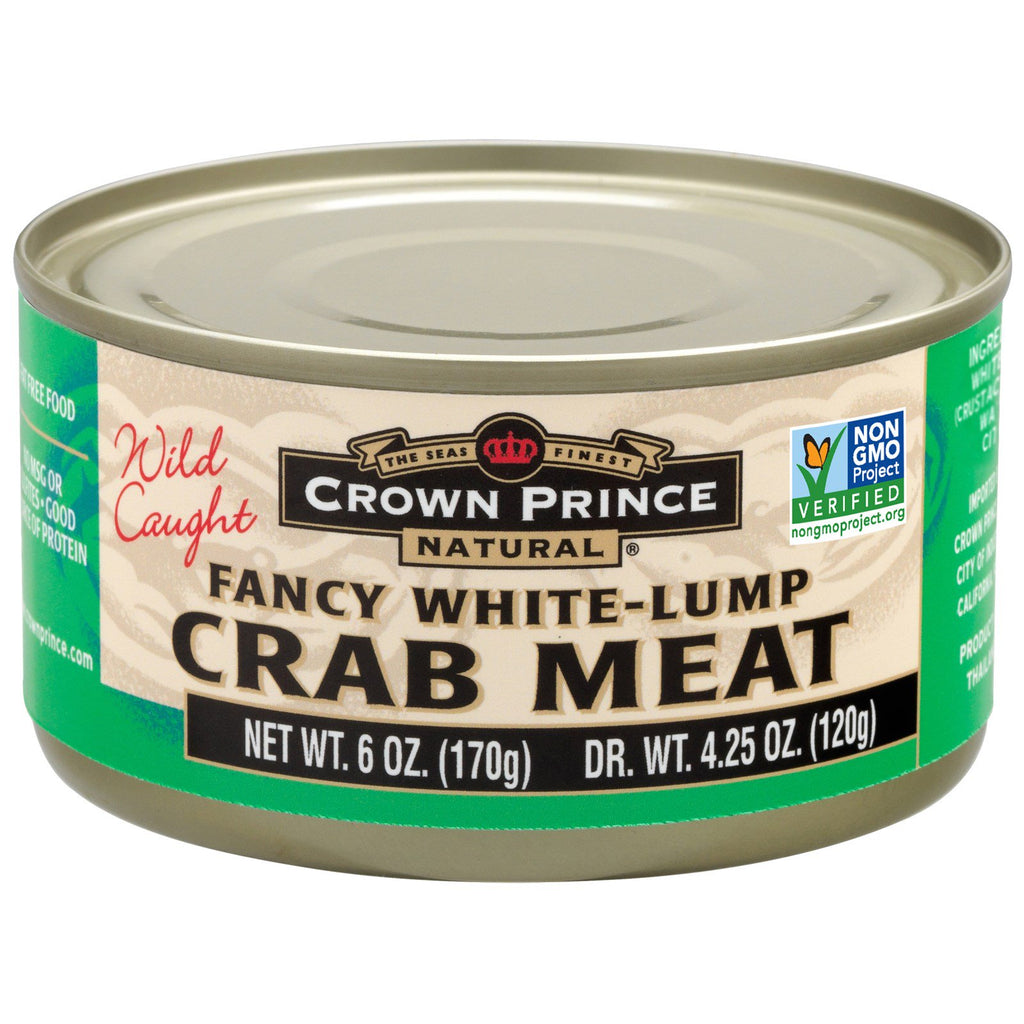 क्राउन प्रिंस नेचुरल, फैंसी व्हाइट-लंप केकड़ा मांस, 6 आउंस (170 ग्राम)