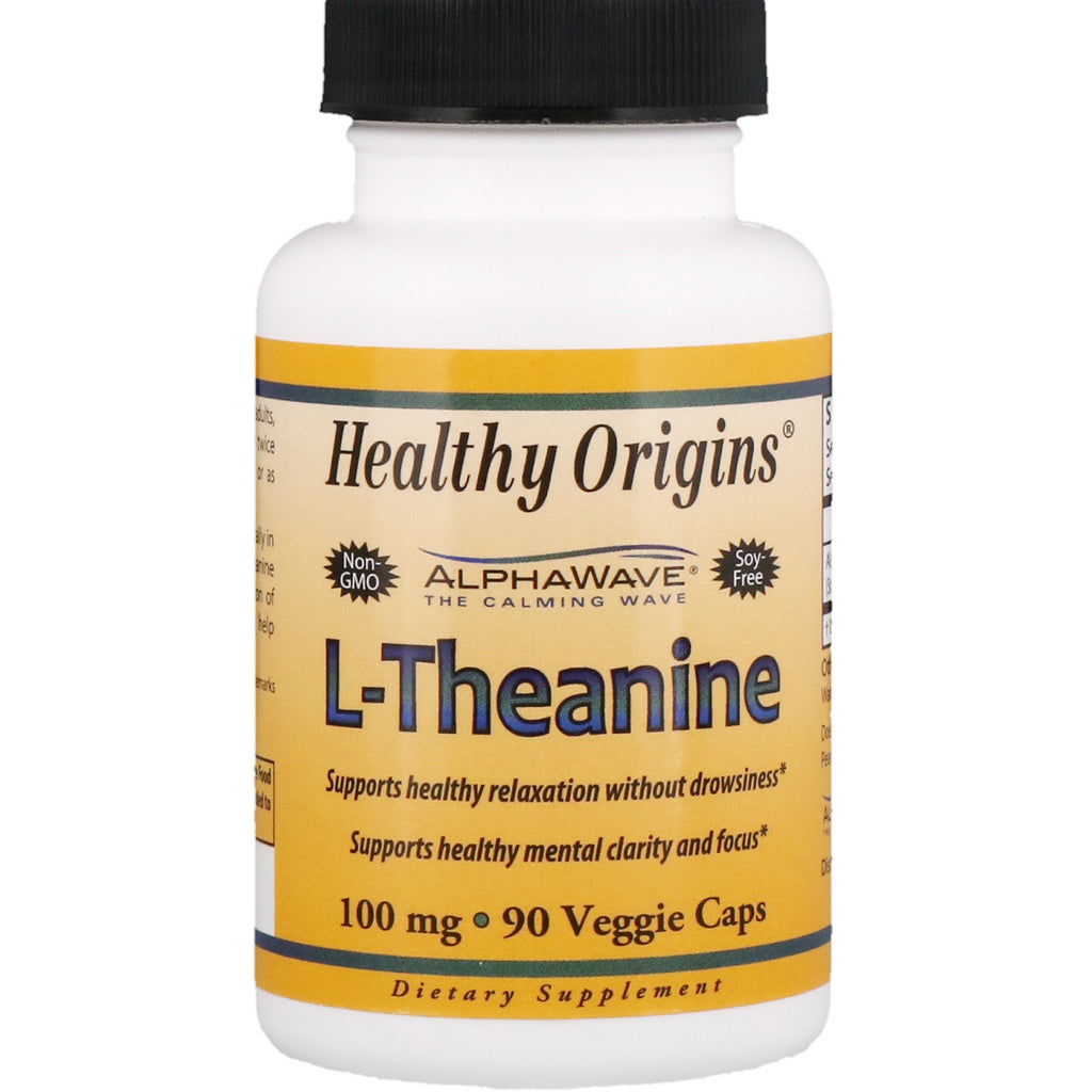 Healthy Origins, L-teanina, 100 mg, 90 capsule vegetali