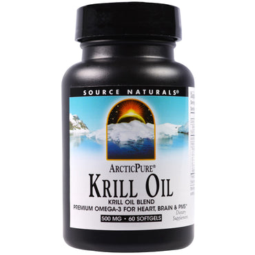 Source Naturals, Arctic Pure, Óleo de Krill, 500 mg, 60 Cápsulas Softgel