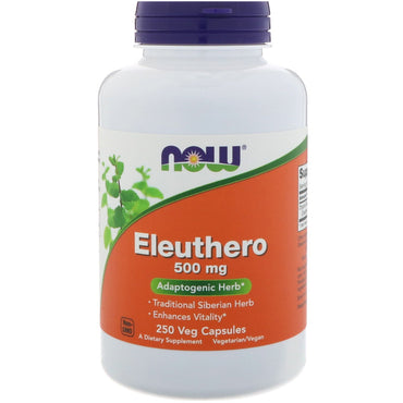 Now Foods, Eleuthero, 500 mg, 250 vegetabilske kapsler
