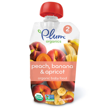 Plum s  Baby Food Stage 2 Peach Banana & Apricot 4 oz (113 g)
