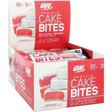 Optimum Nutrition Protein Cake Bites Red Velvet 12 Barras 2,19 oz (62 g) Cada