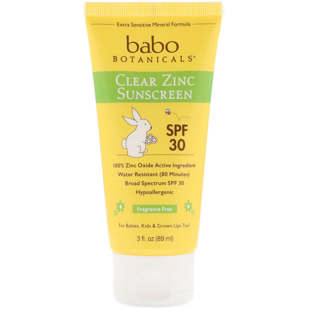Babo Botanicals Clear Zinc Sunscreen SPF 30 Parfymfri 3 fl oz (89 ml)