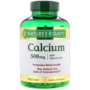 Nature's Bounty, Cálcio com Vitamina D3, 500 mg, 300 Comprimidos