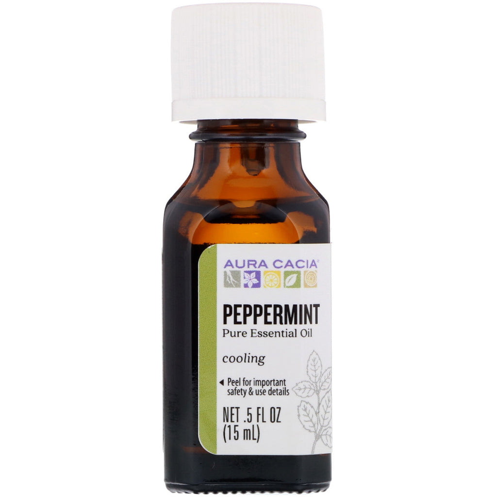 Aura Cacia, 100% Pure Essential Oil, Peppermint, Cooling, .5 fl oz (15 ml)