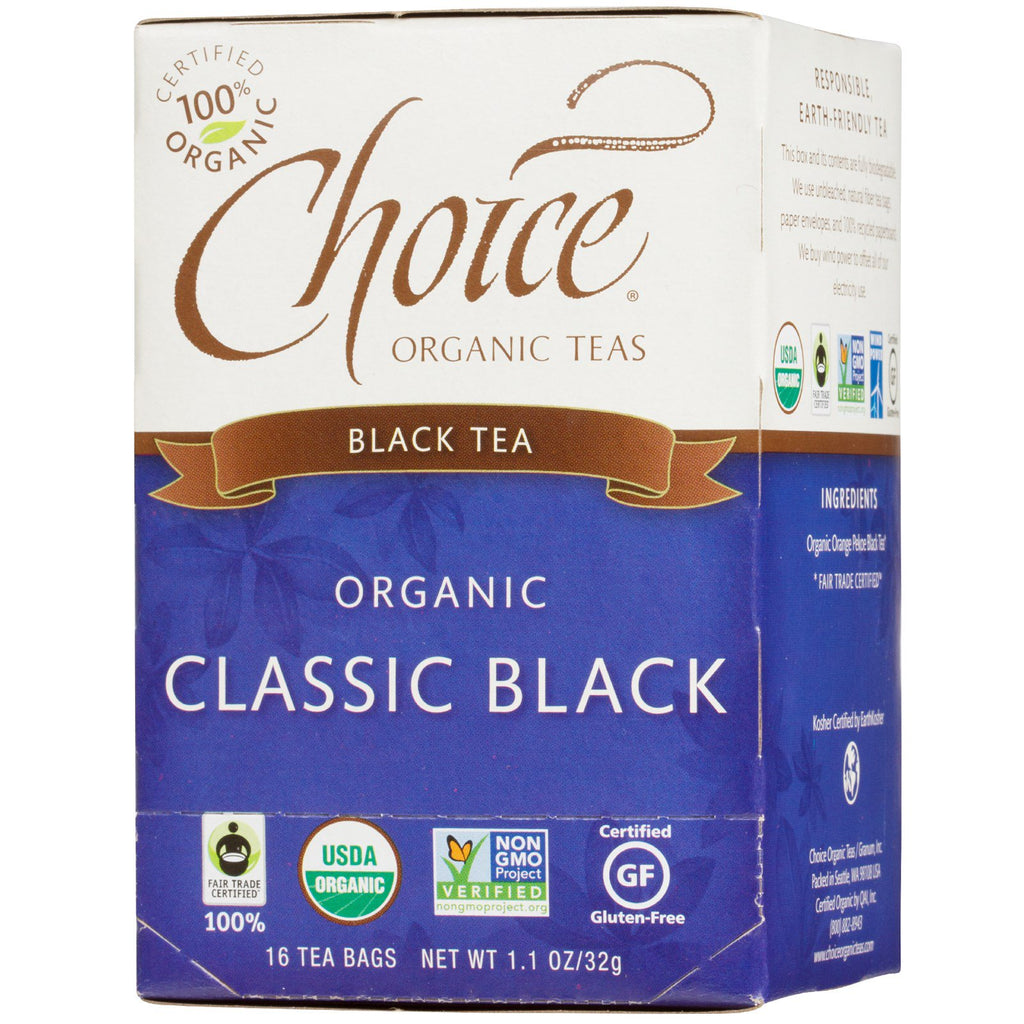 Choice Teas, Té negro, Negro clásico, 16 bolsitas de té, 32 g (1,1 oz)