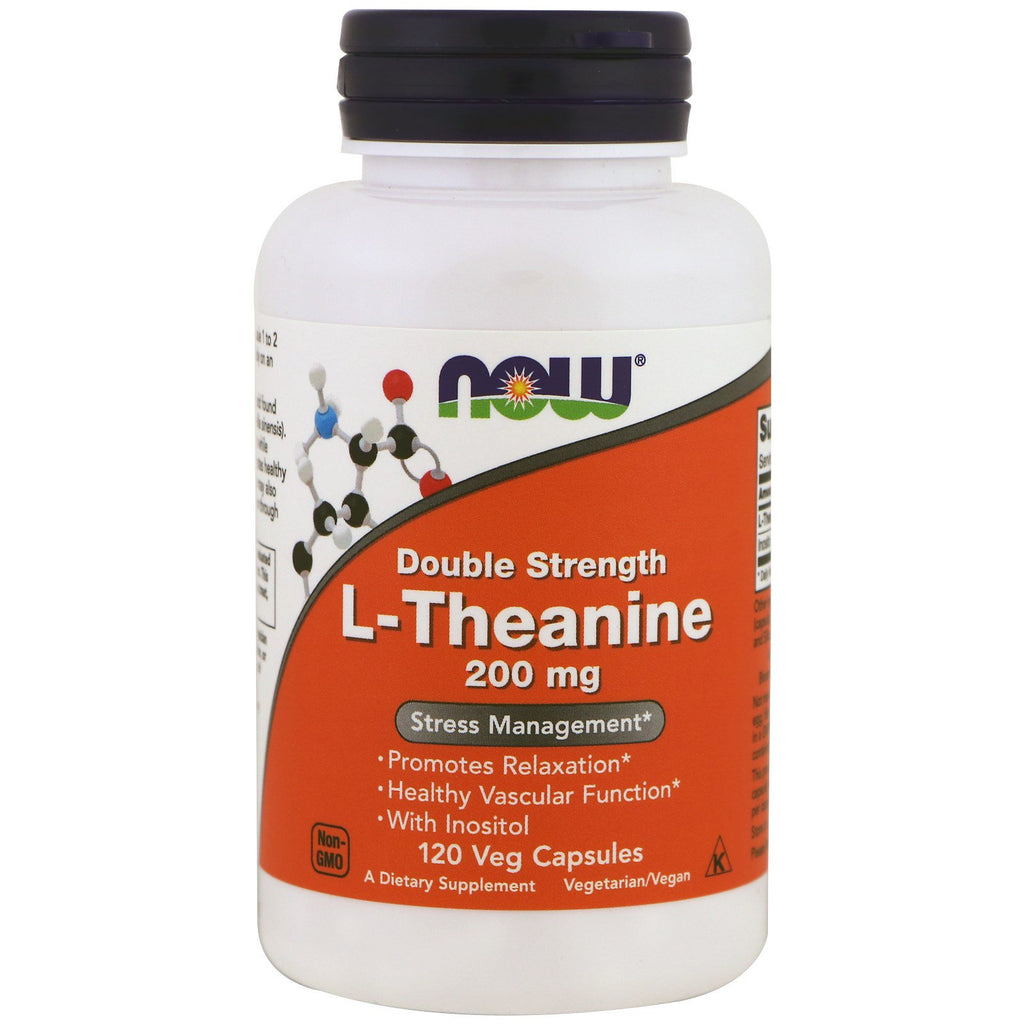 Now Foods, L-Theanine, Double Strength, 200 mg, 120 Veg-kapsler
