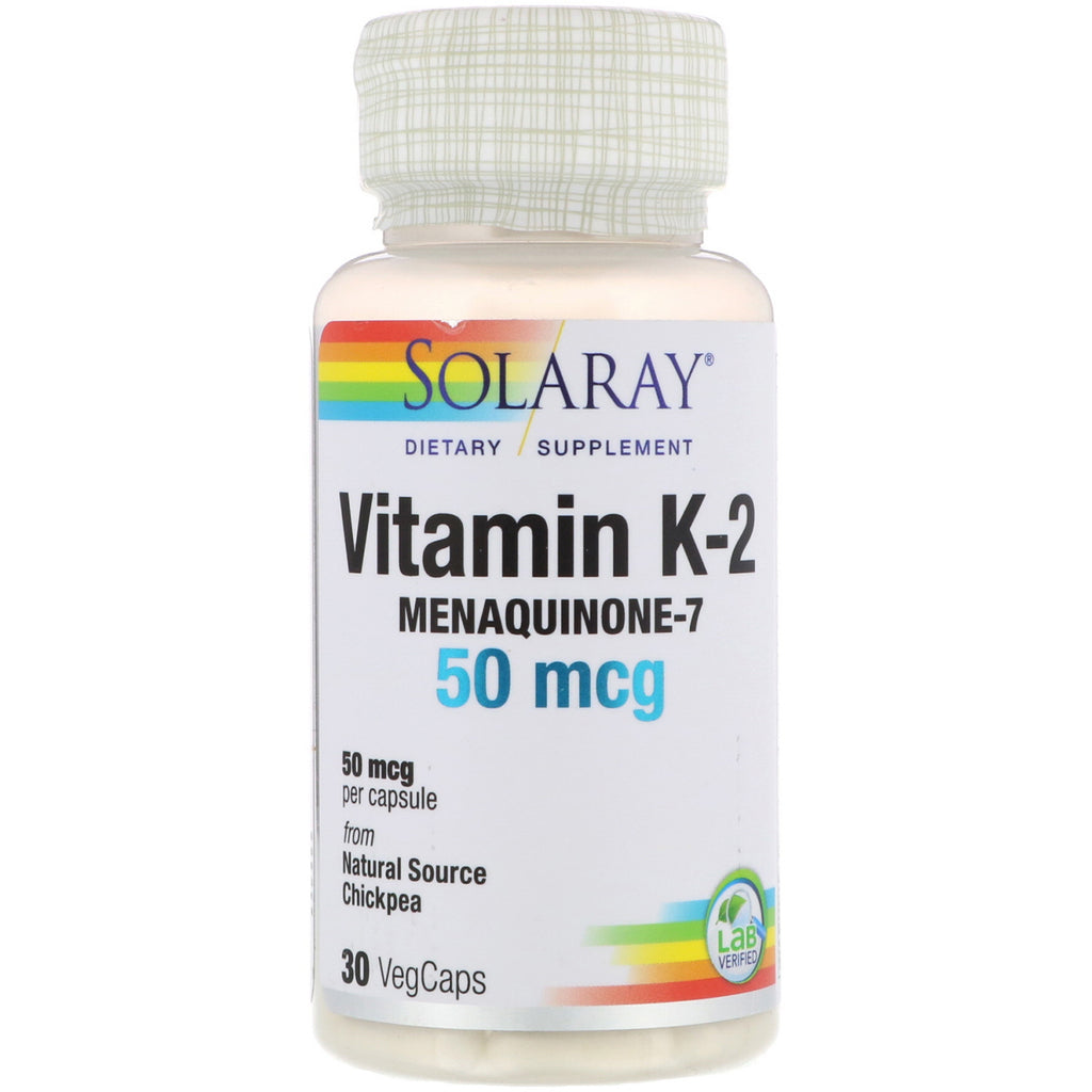 Solaray, Vitamine K-2, Menaquinone-7, 50 mcg, 30 VegCaps