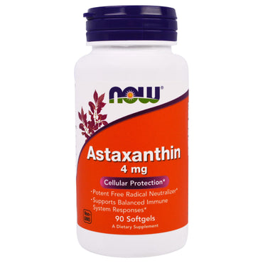 Now Foods, astaxantina, 4 mg, 90 cápsulas blandas