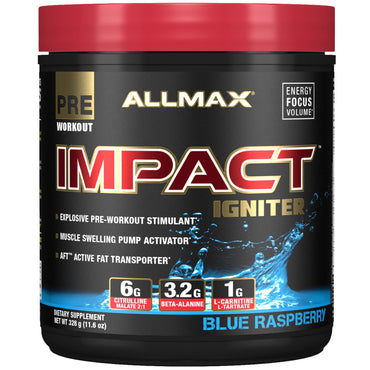 ALLMAX Nutrition, IMPACT Igniter, Pre-Workout, Citrulline Malate + Beta-Alanine + NAC, Blue Raspberry, 11.6 oz (328 g)