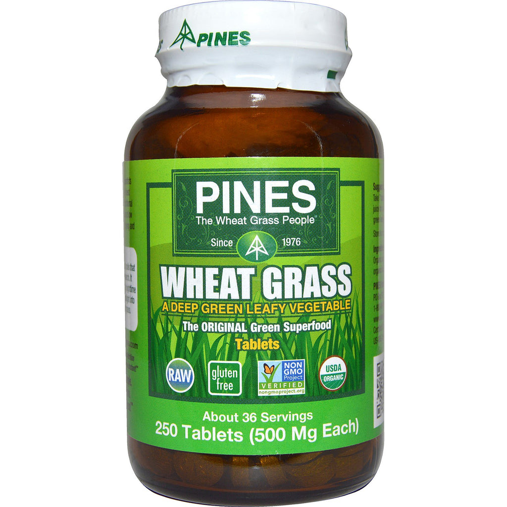 Pines International, trawa pszeniczna, 500 mg, 250 tabletek