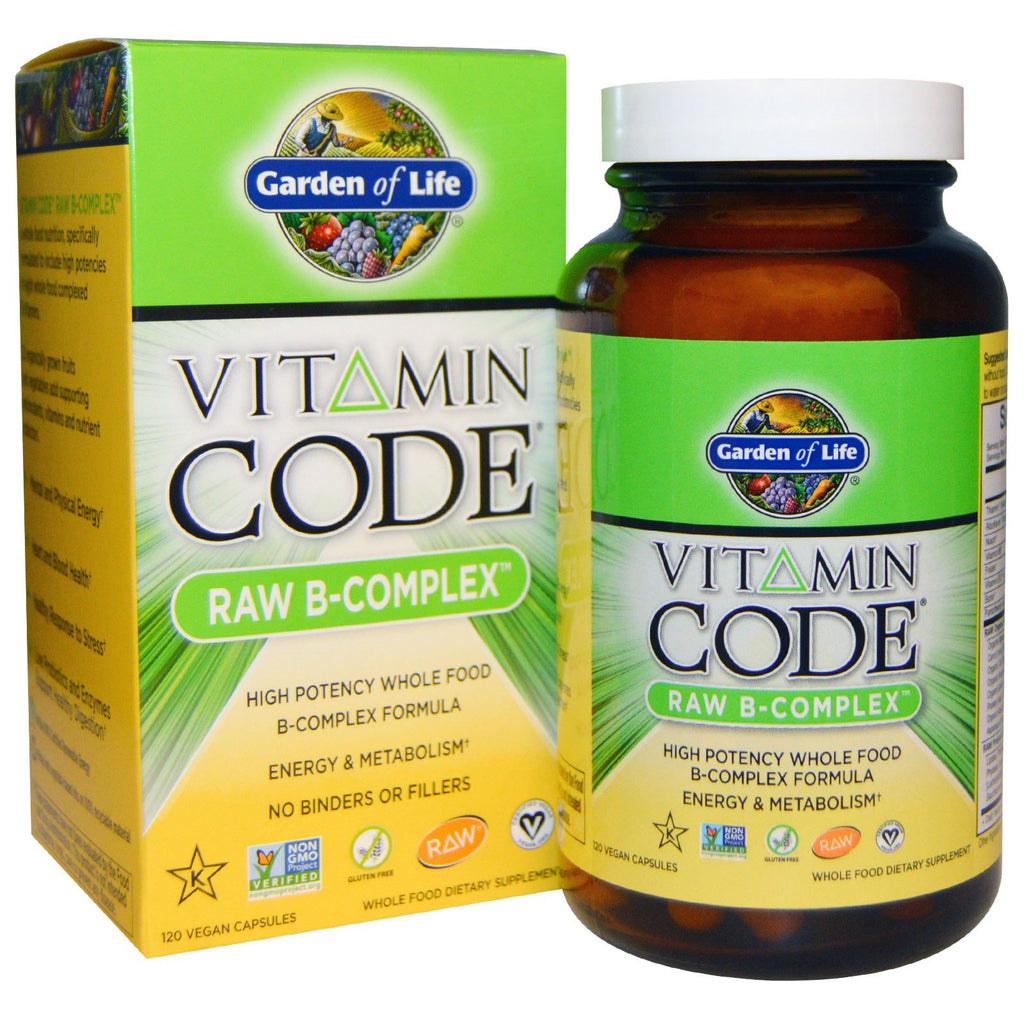 Garden of Life, Código de vitaminas, complejo B crudo, 120 cápsulas veganas