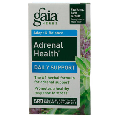 Gaia Herbs, Salud suprarrenal, apoyo diario, 60 fitocápsulas líquidas veganas