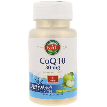 KAL, CoQ10, תפוח ירוק, 30 מ"ג, 90 מיקרו טבליות