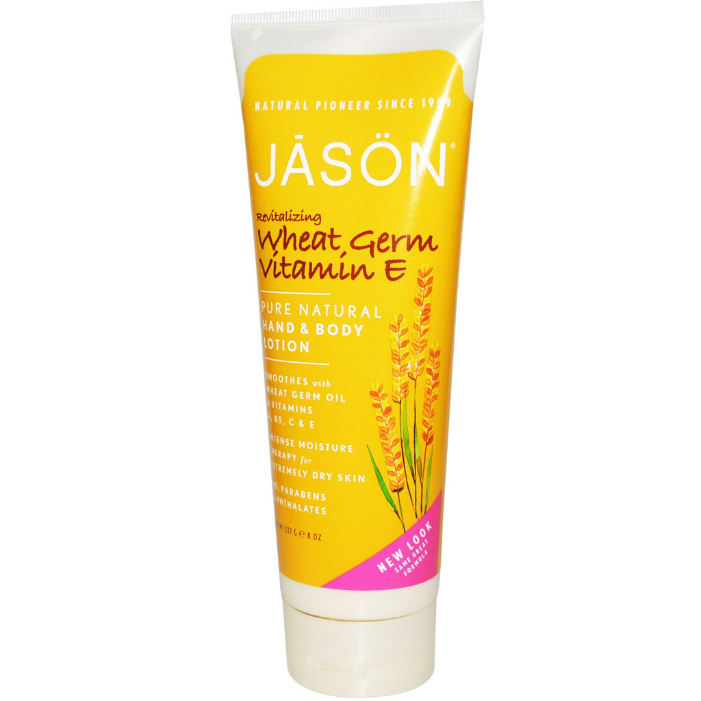 Jason Natural, Hand & Body Lotion, E-vitamin från vetegroddar, 8 oz (227 g)