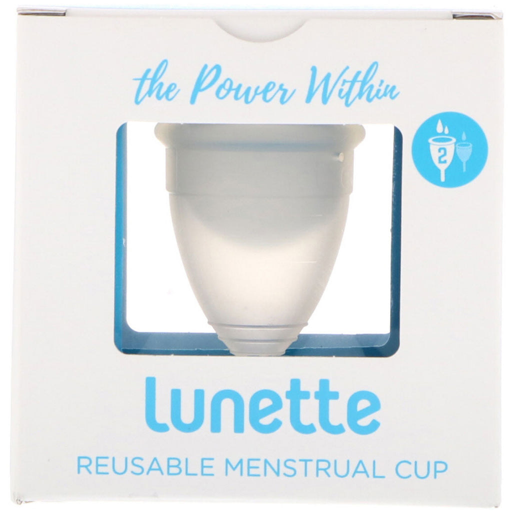 Lunette, copo menstrual reutilizável, modelo 2, transparente, 1 copo