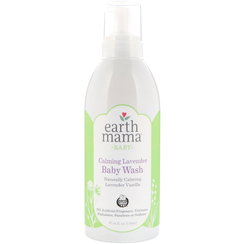 Earth Mama, Calming Lavender Baby Wash, Lavender Vanilla, 34 fl oz (1 L)
