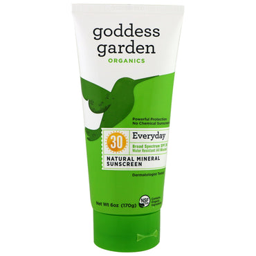 Goddess Garden, واقي شمسي يومي يحتوي على معادن طبيعية، عامل حماية من الشمس 30، 6 أونصة (170 جم)