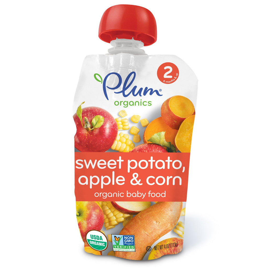 Plum s Baby Food Fase 2 Patate dolci, mela e mais 4 once (113 g)