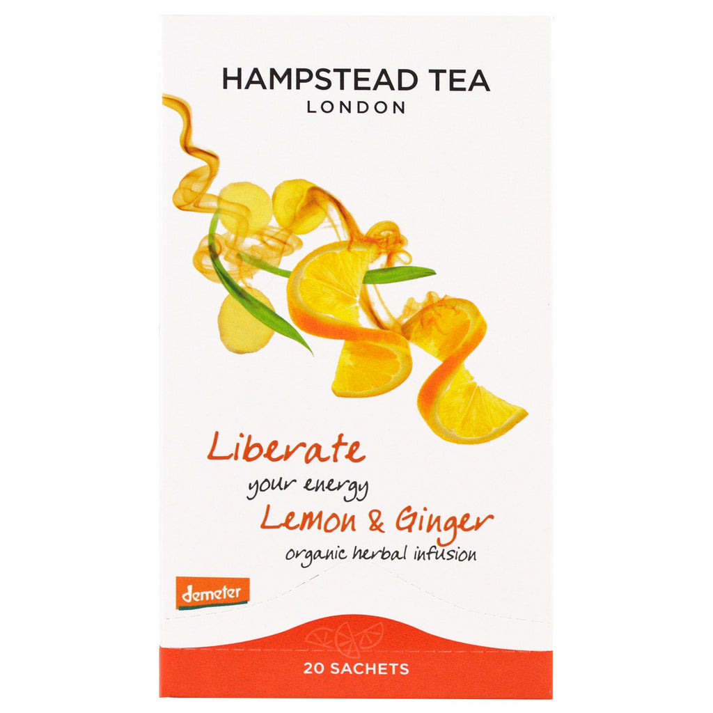 Hampstead Tea,  Herbal Infusion, Lemon & Ginger, 20 Sachets, 1.06 oz (30 g)