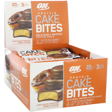 Optimum Nutrition Protein Cake Bites Donut Fosco de Chocolate 12 Barras 63 g (2,22 onças) Cada