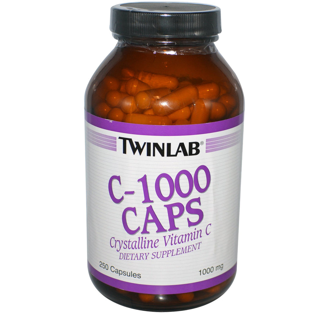 Twinlab, C-1000 Caps, ויטמין C גבישי, 1000 מ"ג, 250 כמוסות
