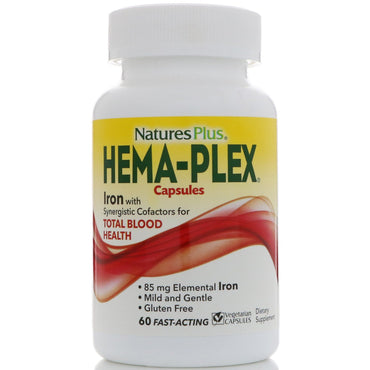 Nature's Plus, Hema-Plex, 60 cápsulas vegetarianas de acción rápida