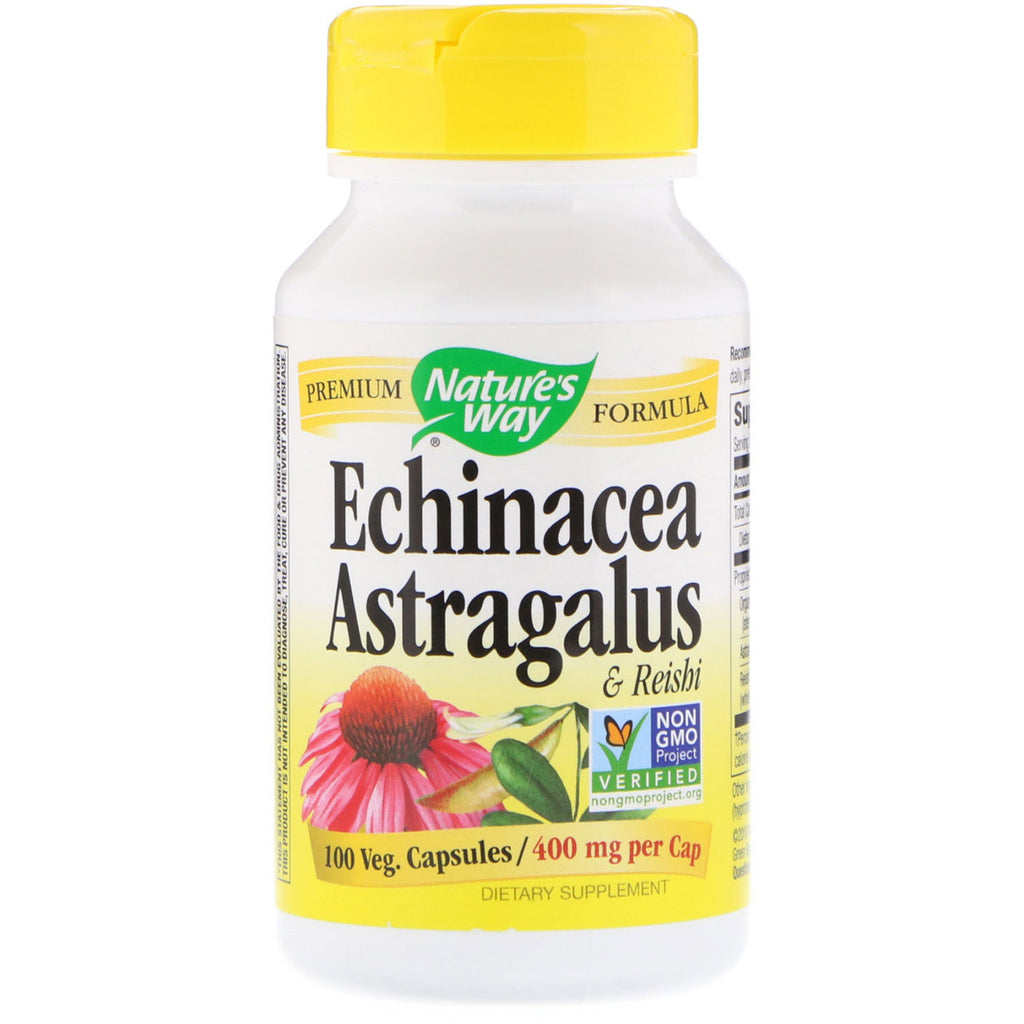Nature's Way, Echinacea Astragalus & Reishi, 400 mg, 100 Veg. Kapsler