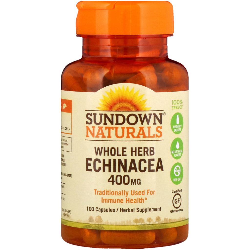 Sundown Naturals, Echinacea cu plante întregi, 400 mg, 100 capsule