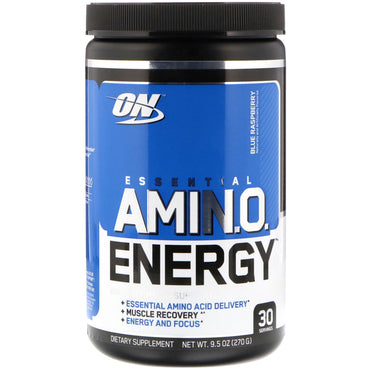 Optimal ernæring, Essential Amin.O. Energi, blå bringebær, 9,5 oz (270 g)