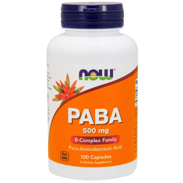 Now Foods, PABA, 500 mg, 100 gélules