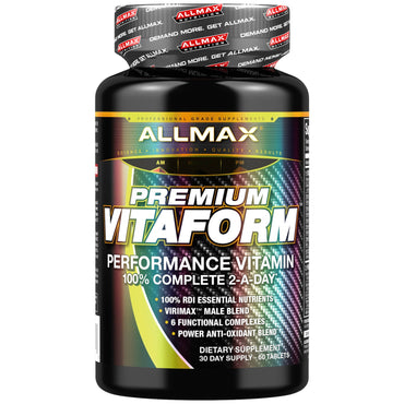 ALLMAX Nutrition, Premium Vitaform, Performance MultiVitamin, Multivitamínico Masculino de 30 Dias, 60 Comprimidos