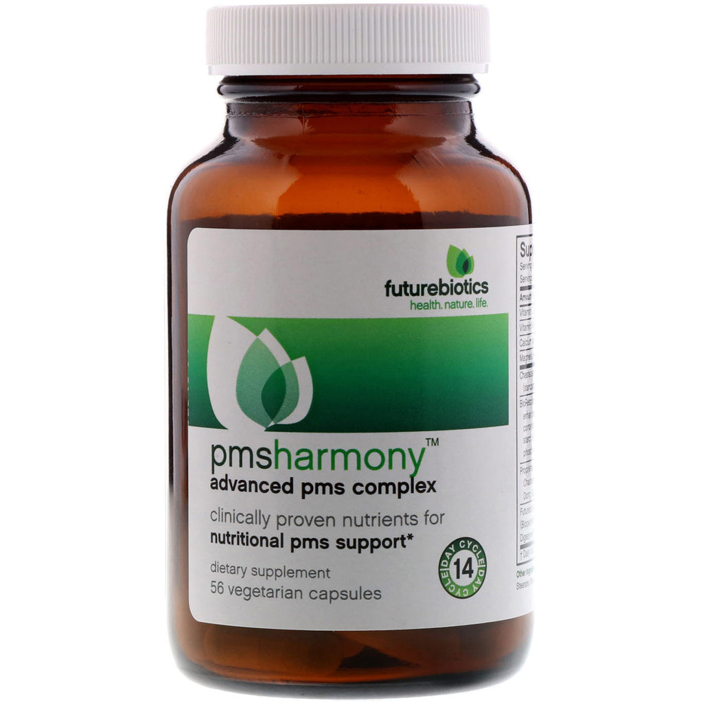 Futurebiotics, pmsharmony, complexo avançado de pms, 56 cápsulas vegetarianas