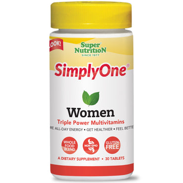 Super nutrition, Simplyone, multivitamines triple puissance pour femmes, 30 comprimés