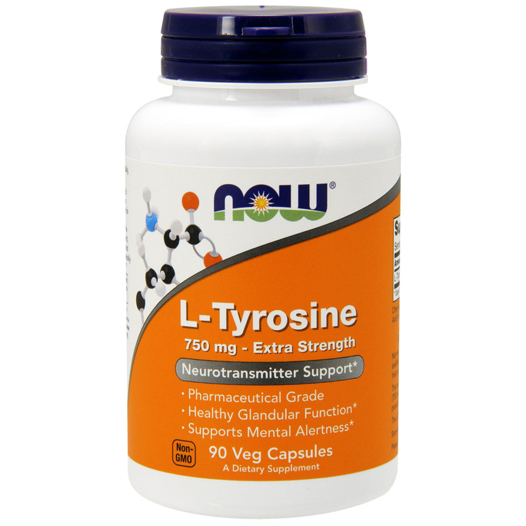 Nu voedingsmiddelen, L-Tyrosine, extra sterkte, 750 mg, 90 vegetarische capsules
