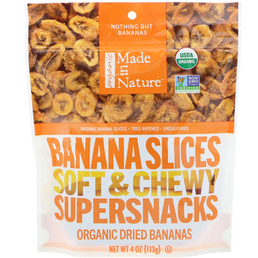 Made in Nature, rodajas de plátano, superaperitivos suaves y masticables, 4 oz (113 g)