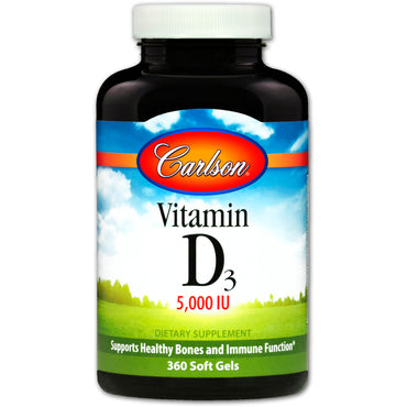 Carlson labs, vitamin d3, 5000 iu, 360 myke geler