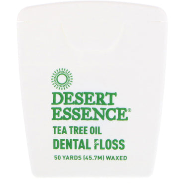Desert Essence, hilo dental con aceite de árbol de té, encerado, 50 yardas (45,7 m)