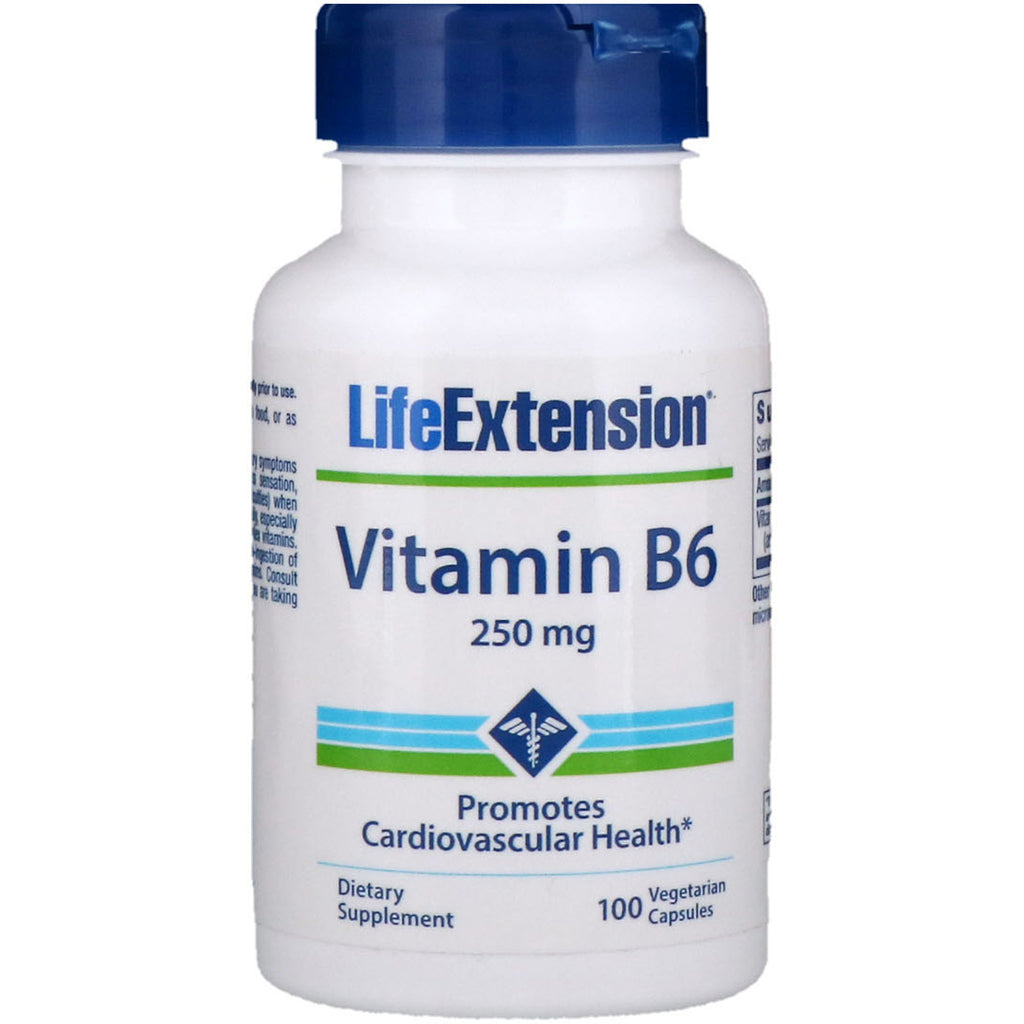 Livsforlengelse, vitamin B6, 250 mg, 100 vegetariske kapsler