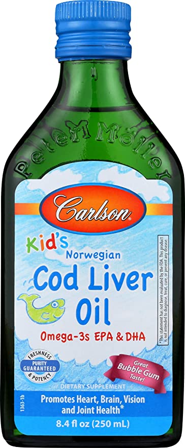 Carlson Labs, Aceite de hígado de bacalao para niños Carlson Labs, sabor a chicle, 250 ml