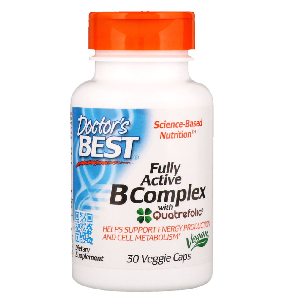 Doctor's Best, volledig actief B-complex, 30 vegetarische capsules