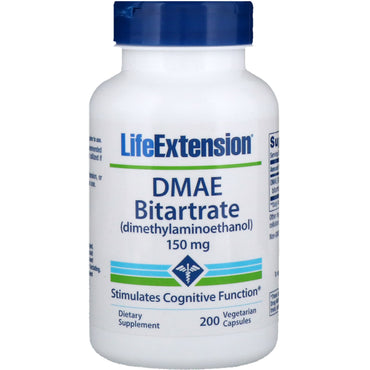 Life Extension, Bitartrato de DMAE, 150 mg, 200 cápsulas vegetarianas