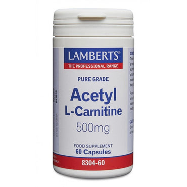 Lamberts acetil l-carnitina 500 mg, 60 cápsulas