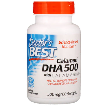 Doctor's Best, Calamari DHA 500 con calamarina, 500 mg, 60 cápsulas blandas