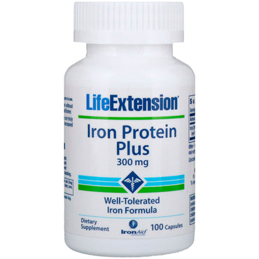 Life Extension, Iron Protein Plus, 300 mg, 100 gélules