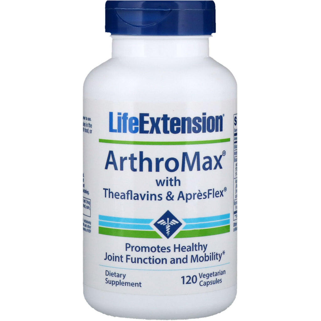 Life Extension、テアフラビンとアプレスフレックスを配合した ArthroMax、ベジタリアン カプセル 120 粒