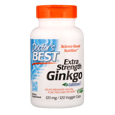 Doctor's Best, extra sterke ginkgo, 120 mg, 120 vegetarische capsules